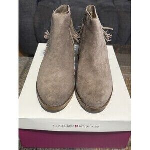 naturalizer Zeline frindge taupe suede ankle bootie women size 10